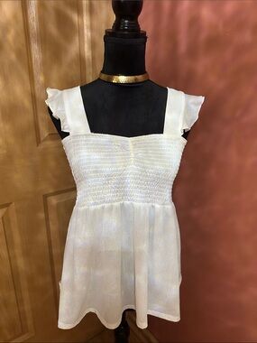 Love + Joy White Smocked Top - Elastic Bodice